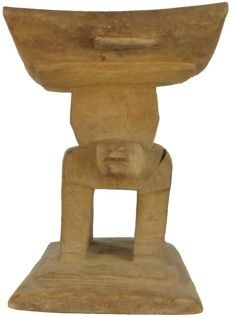Antique Ashanti Stool Tribal Chief Ghana Wood African Akan Ethnic Handcarved - product focus