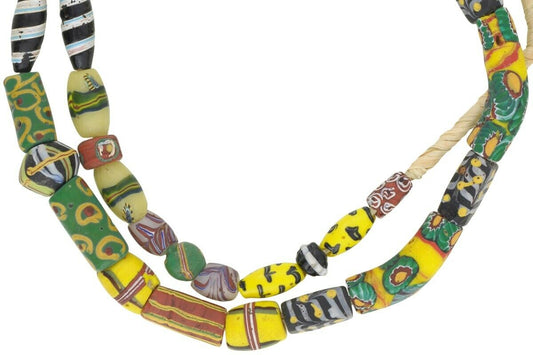 Antique Trade Beads Venetian Glass Millefiori Feather King Wound Found In Africa - alternate view