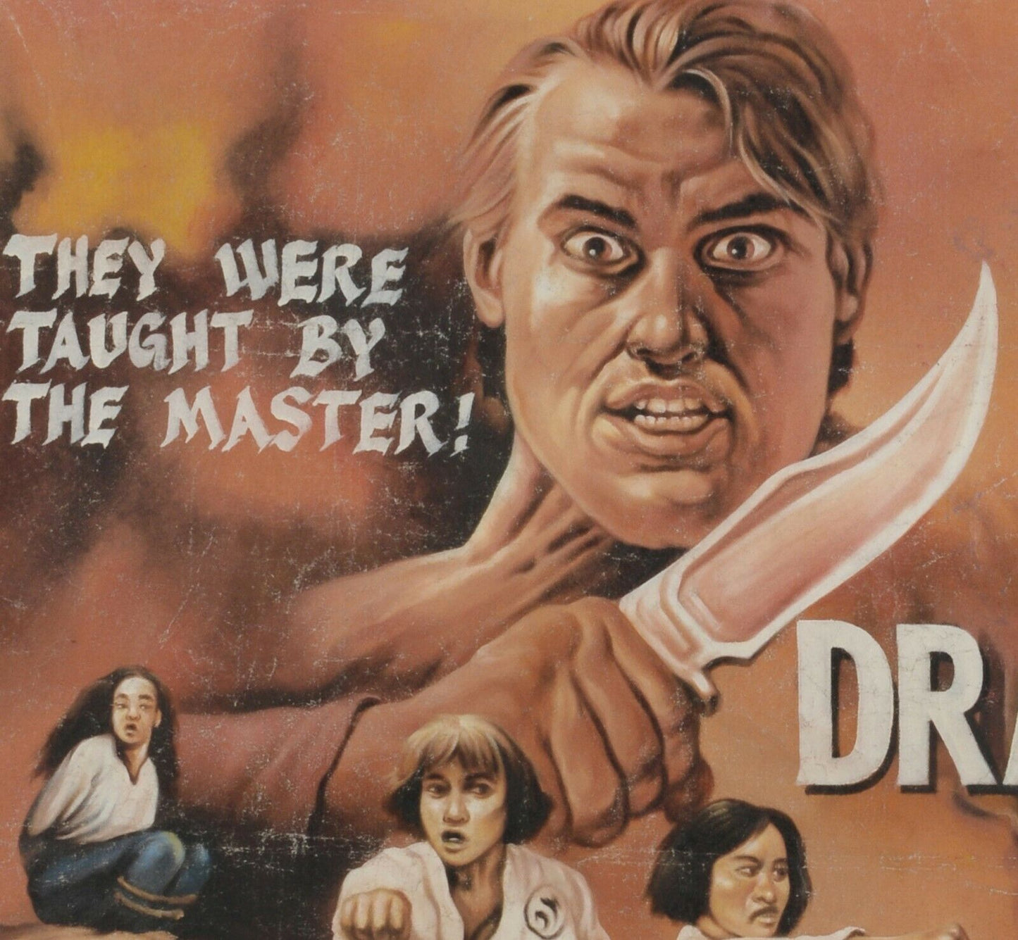 Authentic "Dragons" Martial Arts Ghanaian Movie Poster - Hand Painted Art - close-up