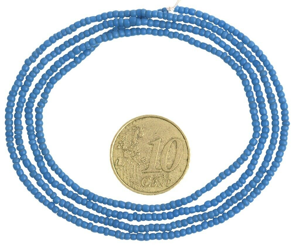 Old Blue 2 mm Venetian Seed Beads Strand – Authentic Conteria Trade Beads