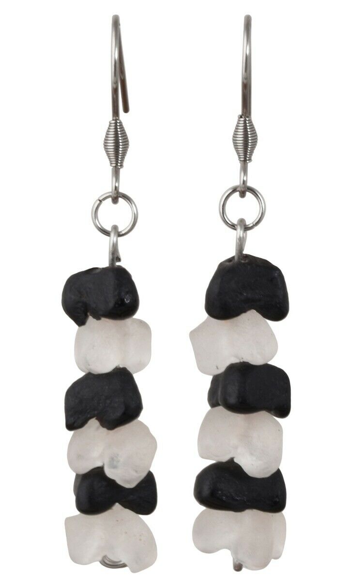 African Glass Trade Beads Handmade Bracelet Earrings Memory Wire Stainless Steel - angled shot