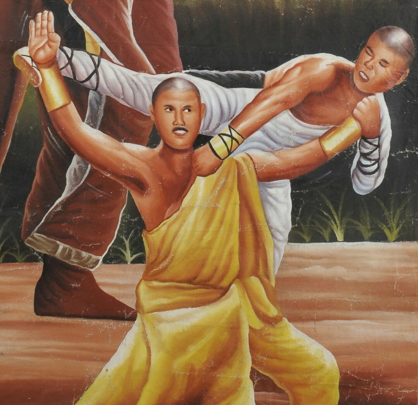 Hand-Painted Ghana Movie Poster - Shaolin Vrs Lama (Martial Arts) - close-up