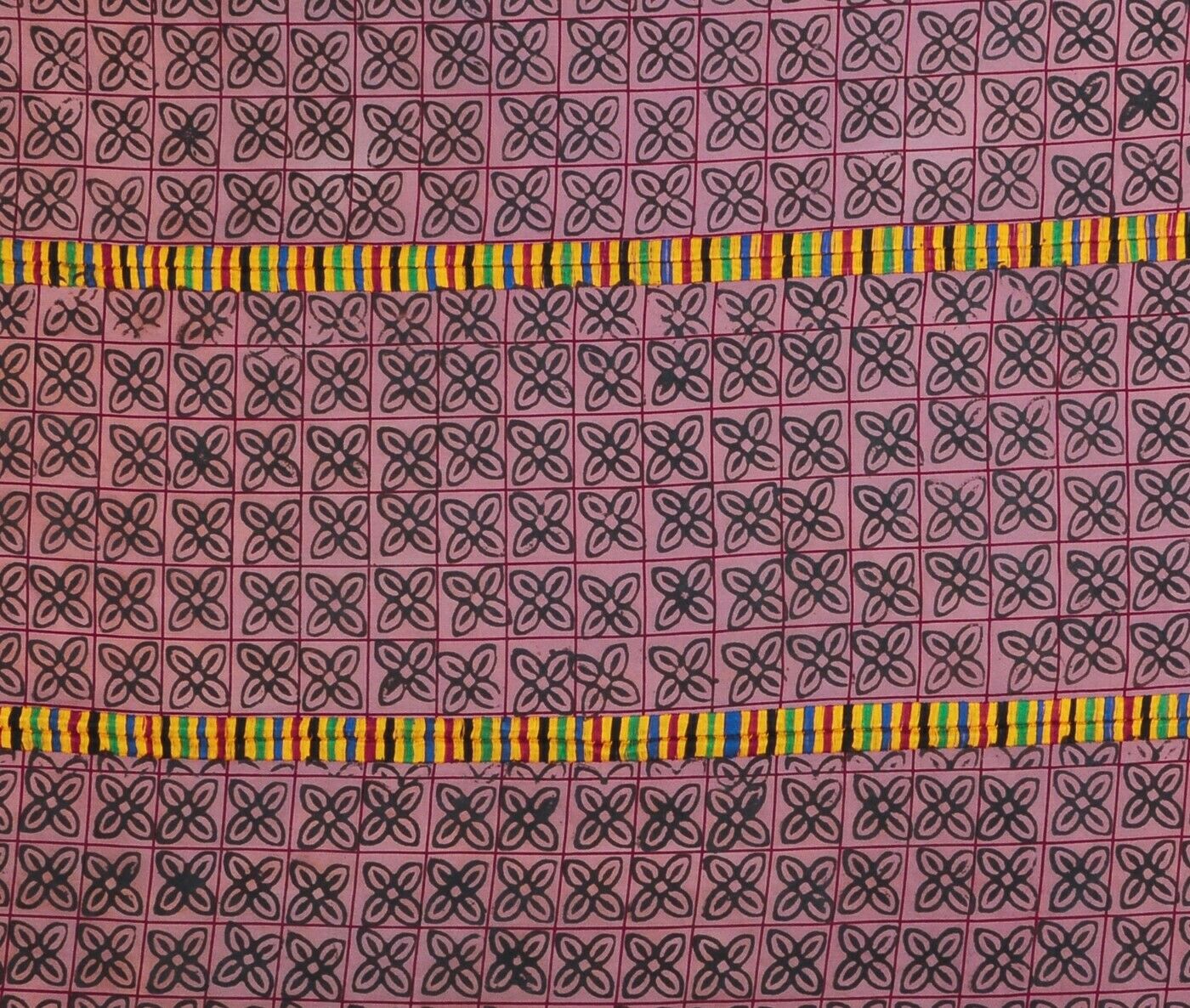 Authentic Adinkra Cloth Fabric Hand Block Stamped Ghana African Art Ashanti - alternate view