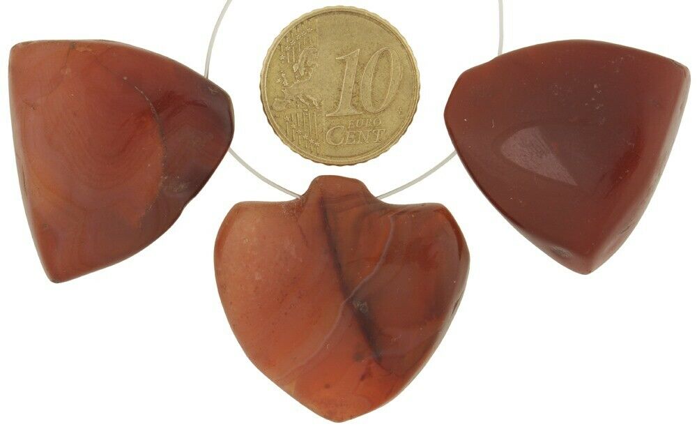 Antique Cambay Carnelian & Agate Trade Stone Pendants Trio