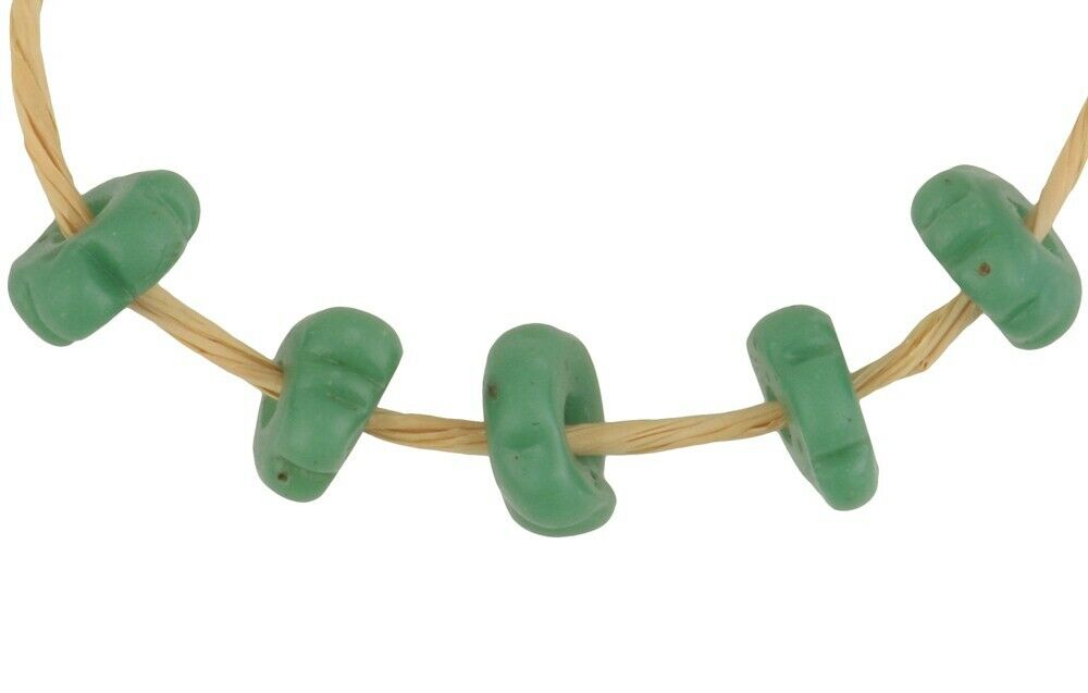 Old African Trade Beads Green Disks Fancy Venetian Glass Beads Spacers Lampwork - alternate view