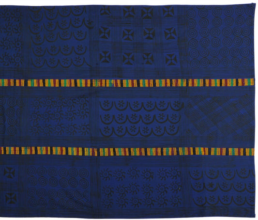 Hand Stamped Adinkra Cloth Woman Size 64"×42" – Authentic 1980s