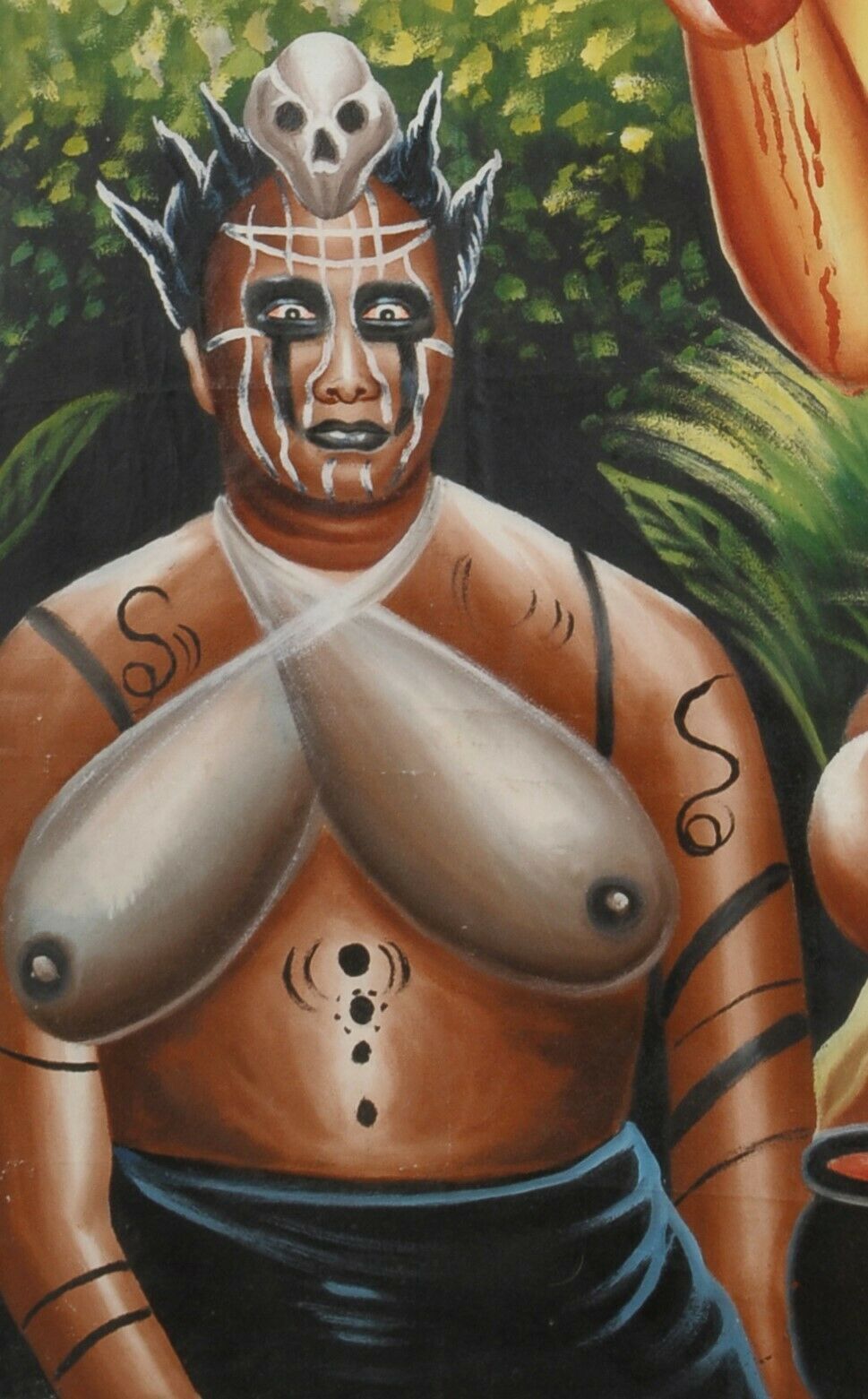 Izaga Movie Poster - Hand-Painted African Art From Ghana - close-up