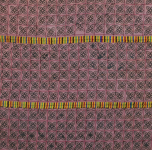 Hand Stamped Adinkra Cloth “Woman” Size 65×47 – Vintage Ghana Art