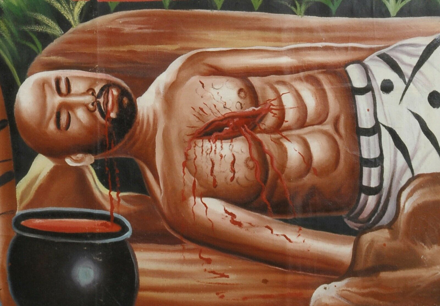 Izaga Movie Poster - Hand-Painted African Art From Ghana - zoomed-in detail