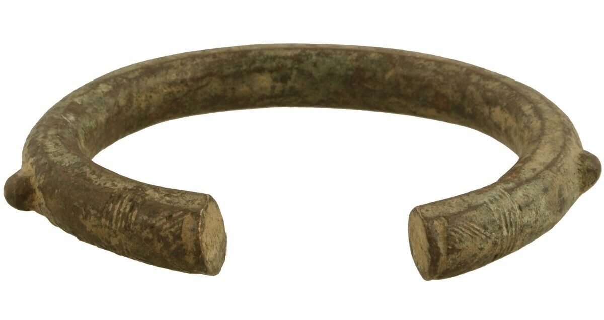 Antique Brass Bronze Bracelet Currency African Akan Ghana Burkina Faso - angled shot