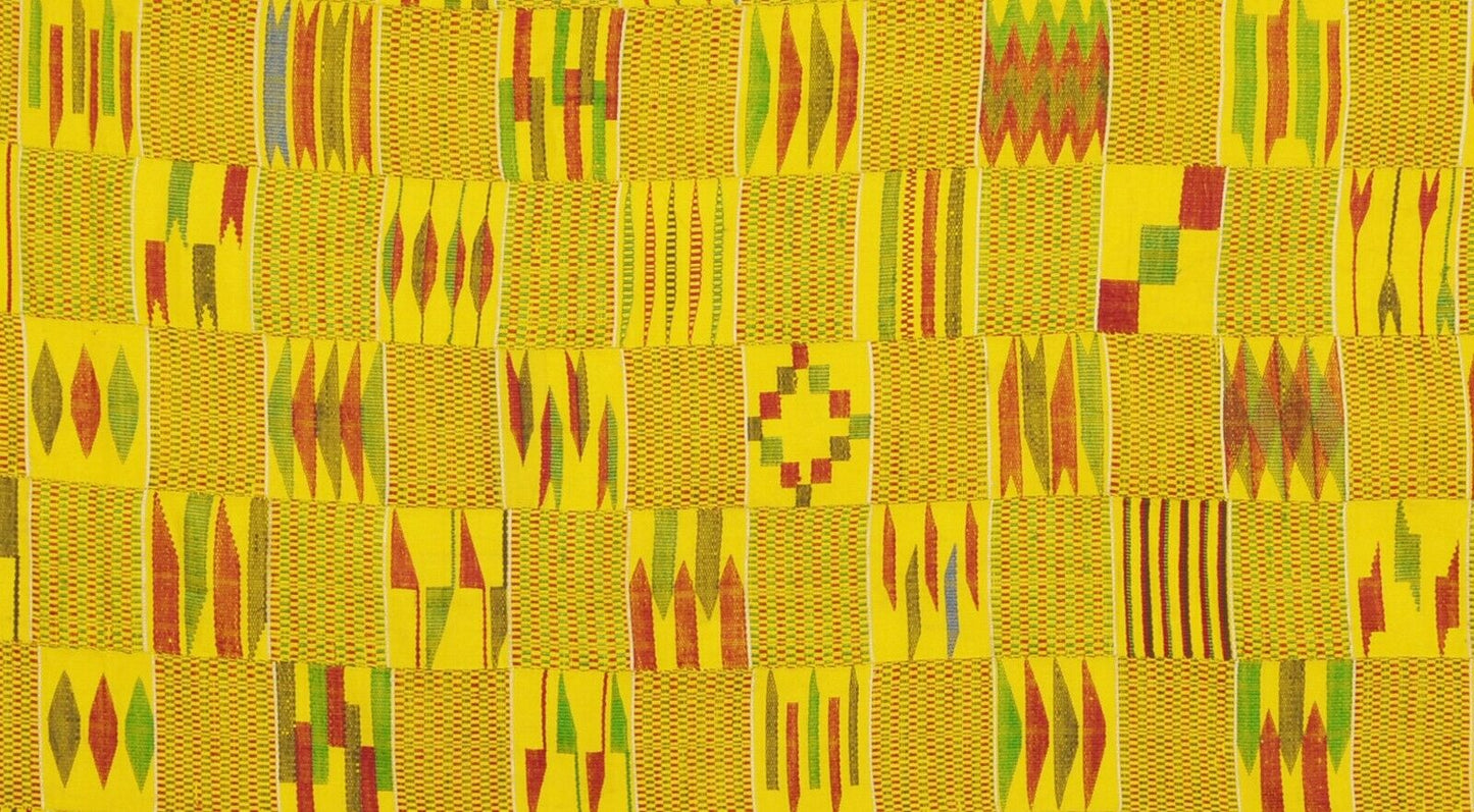 Rare Silk Handwoven Ashanti Kente Cloth – Mid‑1900s Woman Size