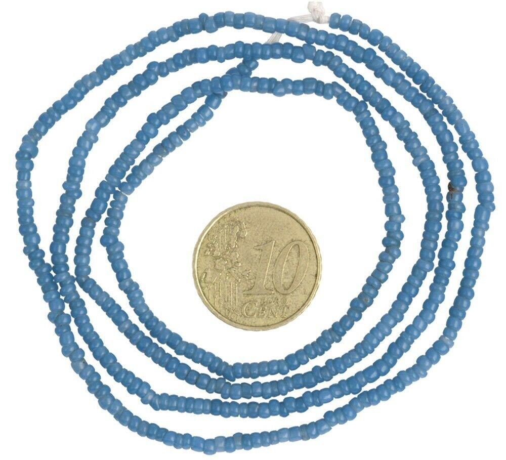 Unique Strand of Tiny 2–3 mm Blue Old Venetian Seed Beads Trade Strand
