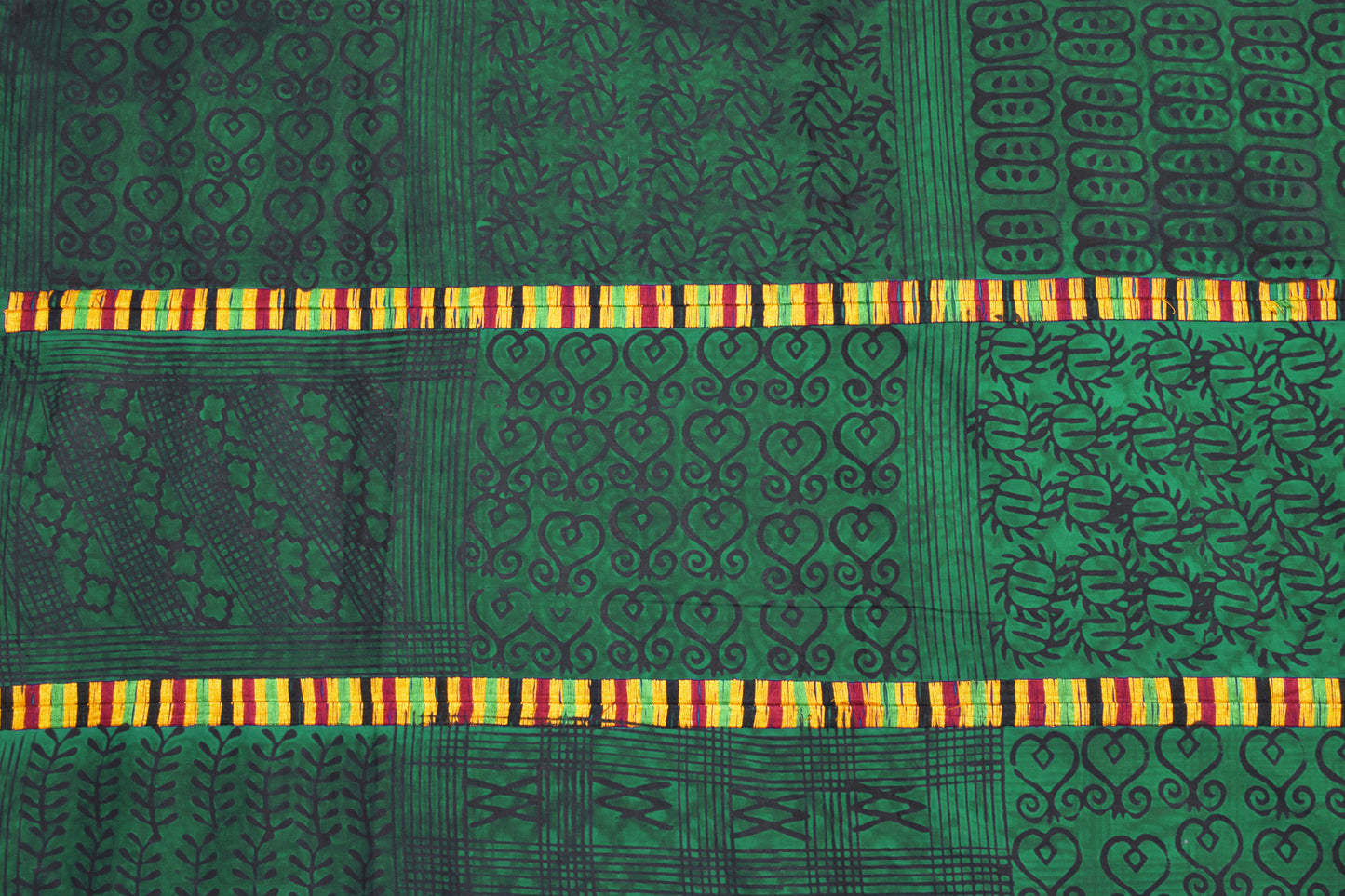 Adinkra Sankofa Symbol African Cloth Ghana Hand Stamped 1 - close-up
