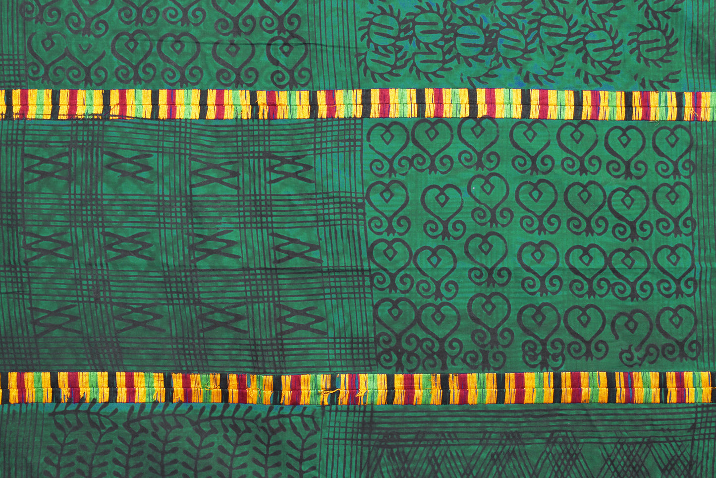 Adinkra Sankofa Symbol African Cloth Ghana Hand Stamped 1 - zoomed-in detail