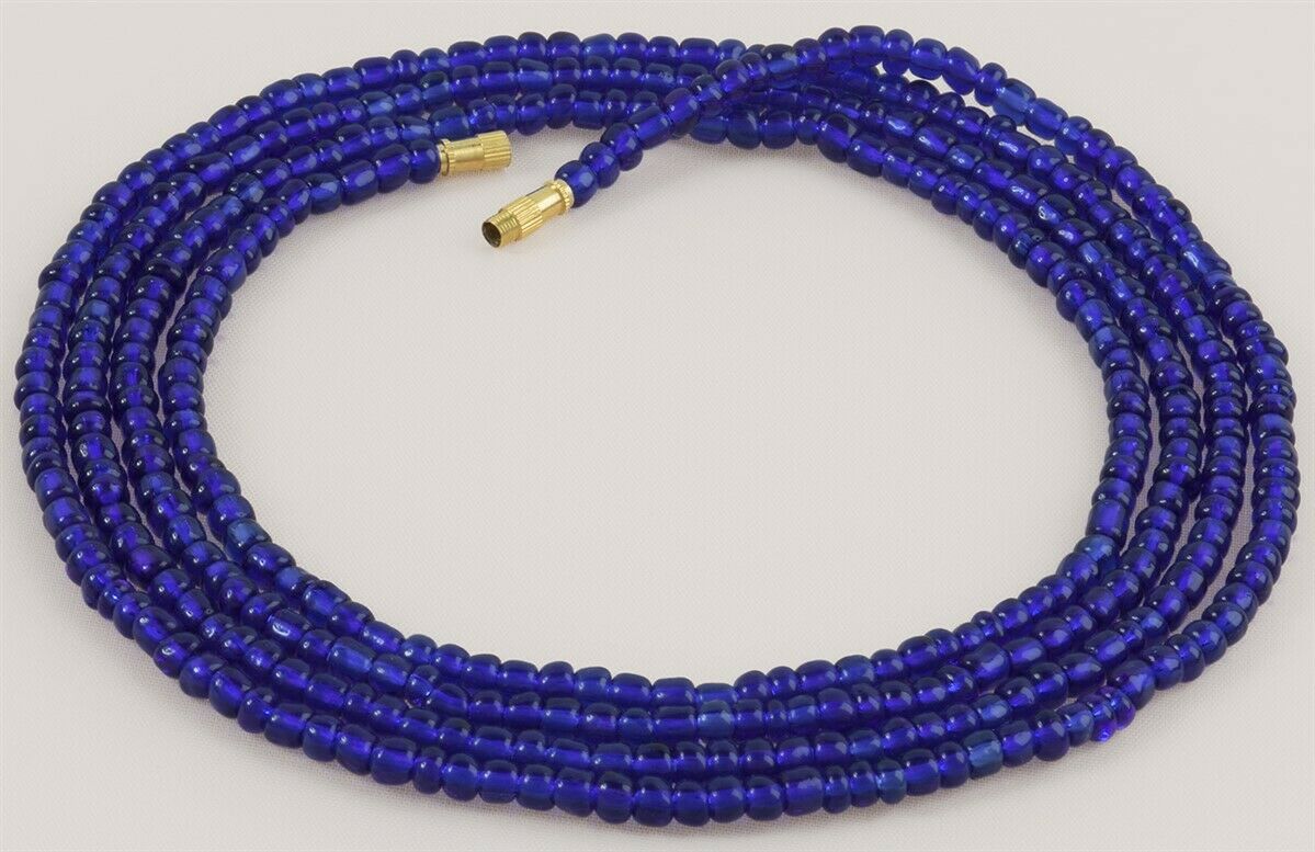 Screw Clasp Royal Blue African Waist Beads – Handmade Beaded Body Jewelry