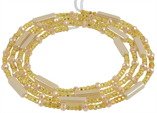 Tie On Golden Glow African Waist Beads – Handmade Body & Belly Jewelry