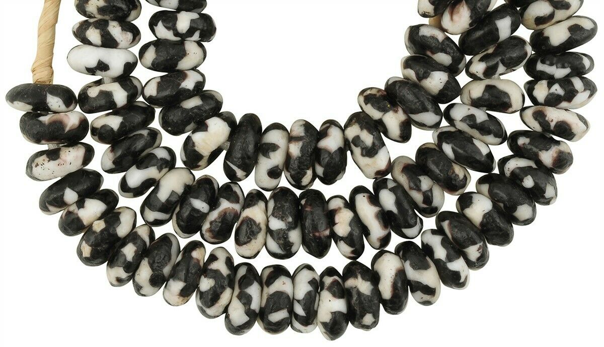Large African Trade Beads - Recycled Glass From Ghana, 13-14Mm - close-up