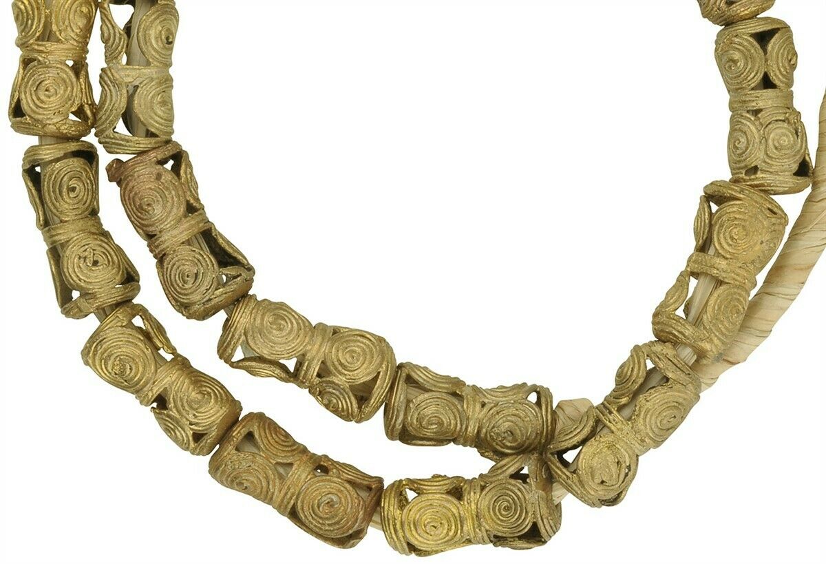 Handcrafted Ghana Brass Beads Strand 20" - Tribalgh - close-up
