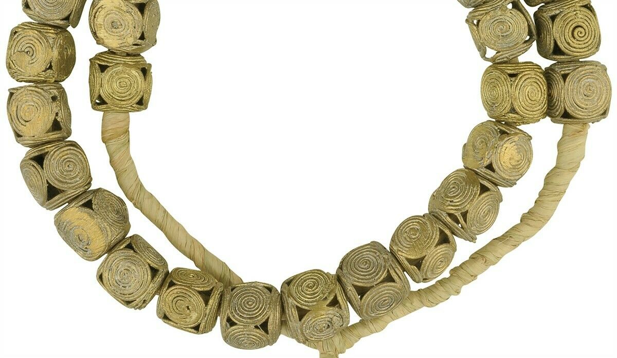 Ghanaian Cube Brass Beads - Handcrafted In Africa - close-up