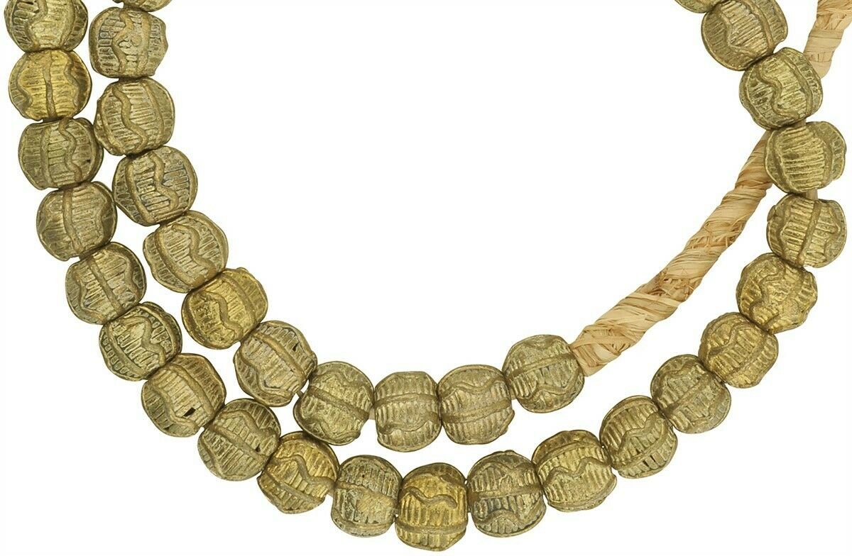 Ghanaian African Round Brass Beads 12-13Mm - Handcrafted - close-up