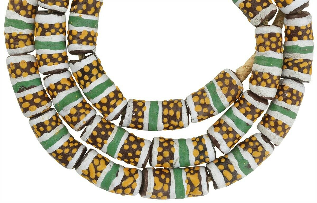 Beautiful African Trade Beads - Fancy Recycled Glass Krobo Beads - alternate view