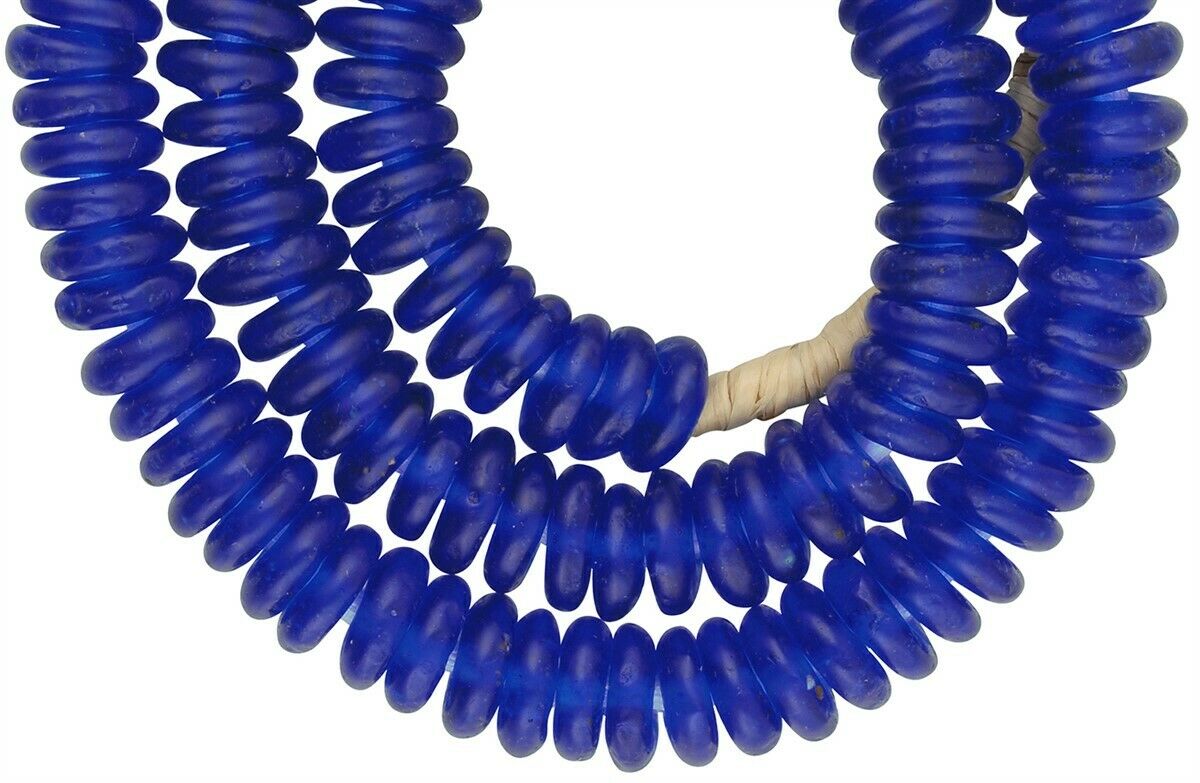 Handmade Ghana Glass Beads - Recycled African Trade Beads - close-up