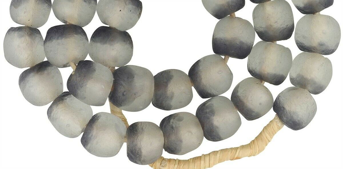 Translucent Recycled Krobo Glass Beads - African Trade Beads - close-up