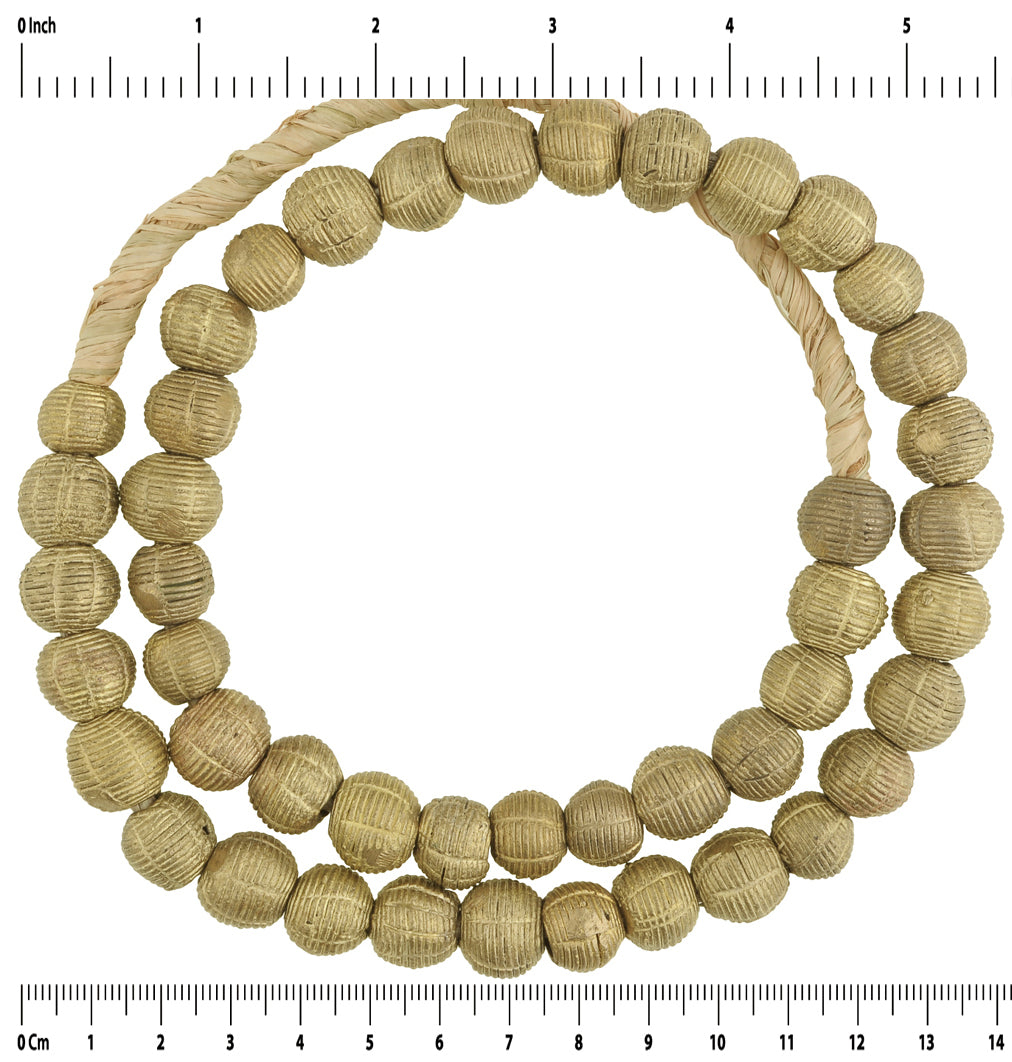 New Round Ashanti Brass Beads - Handcrafted Cultural Gems - close-up
