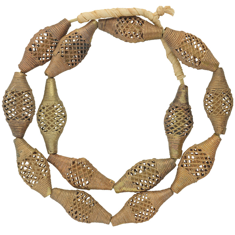 Handmade Tabular African Brass Beads Strand Metal Art!
