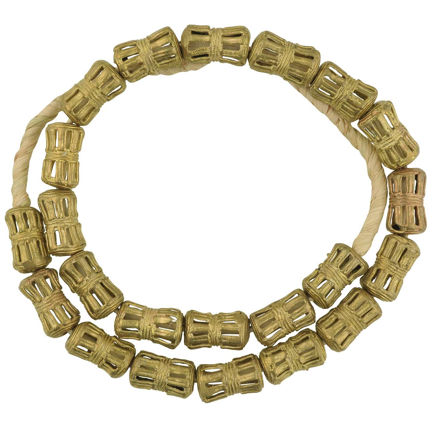 Handmade Ashanti African Brass Beads Strand, 19"