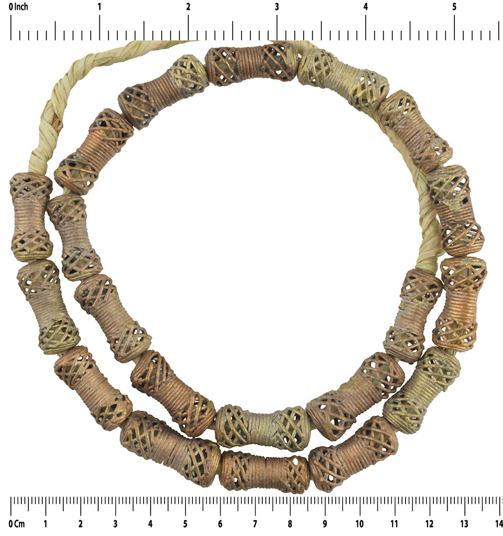 Handmade Ashanti Brass Bead Strand From Ghana, 20.5" - Tribalgh - close-up