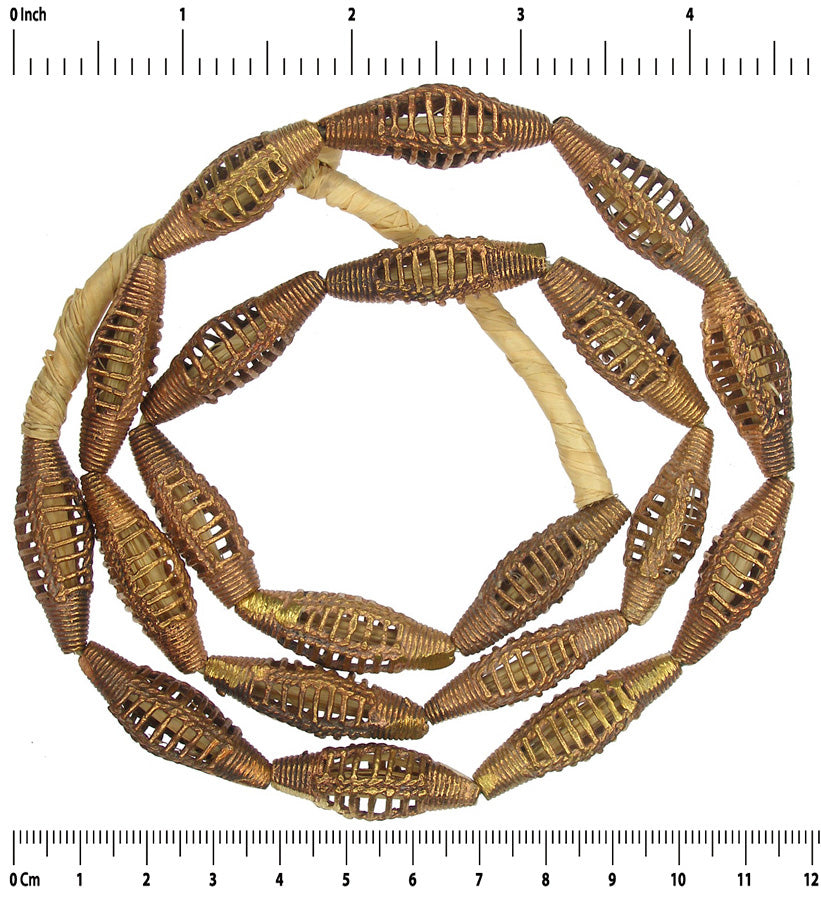 New Handmade Ashanti Brass Beads - Traditional Ghanaian Art - close-up