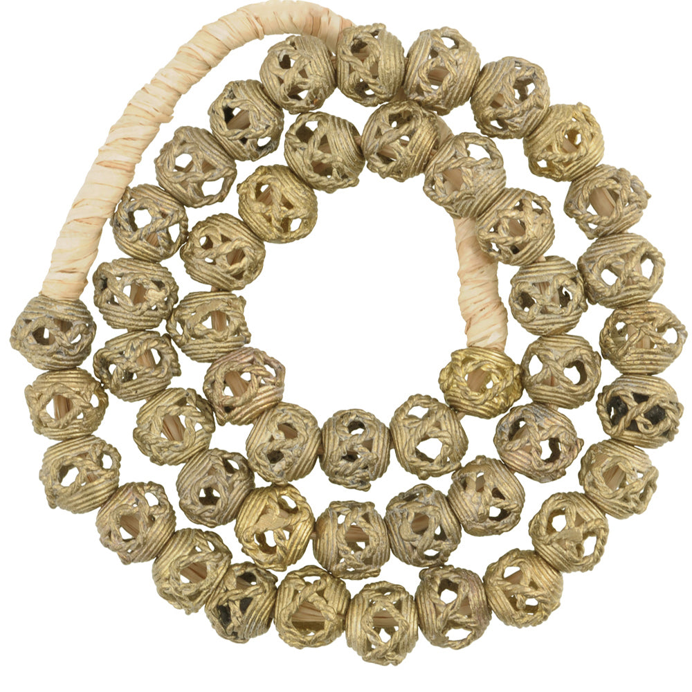 Handmade Ashanti Brass Beads Strand, 20.5" - Tribalgh