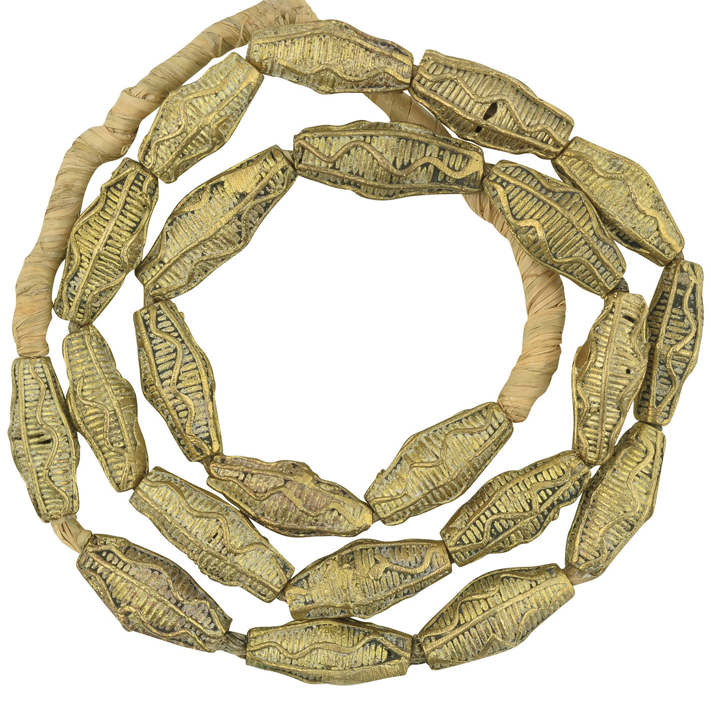 Handmade Ghanaian Brass Beads - Ashanti Lost Wax Crafted Strand