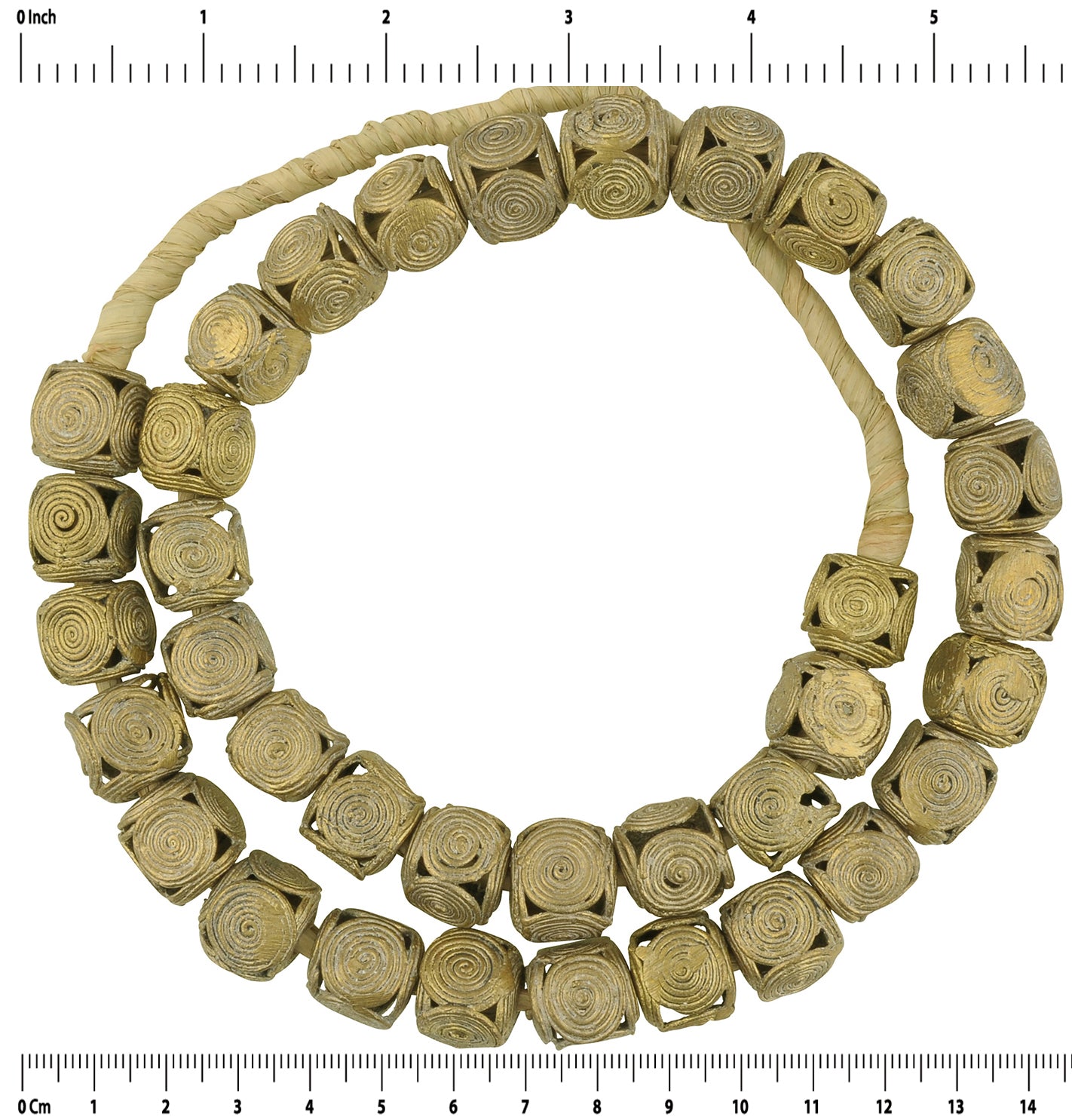 Ghanaian Cube Brass Beads - Handcrafted In Africa - zoomed-in detail