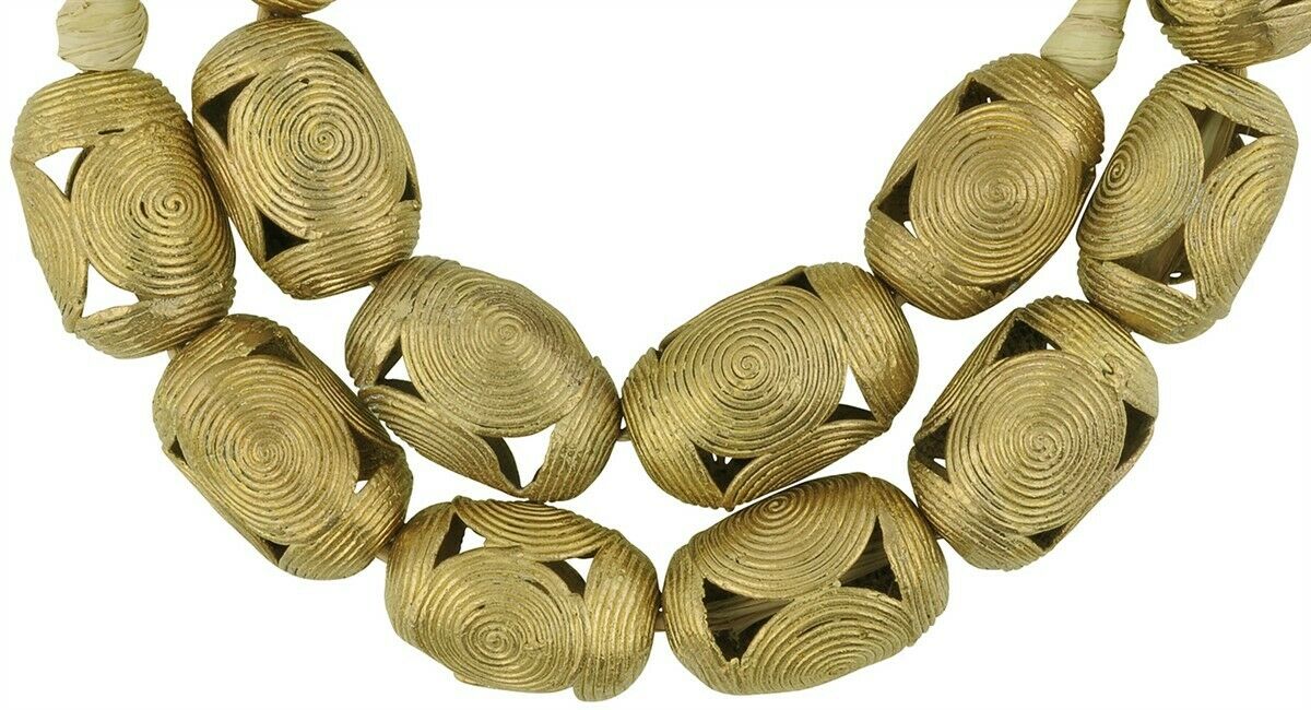 Large Handmade African Brass Beads From Ghana - Lost Wax Cast - alternate view