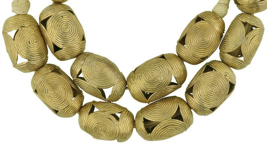 Large Handmade African Brass Beads From Ghana - Lost Wax Cast - alternate view