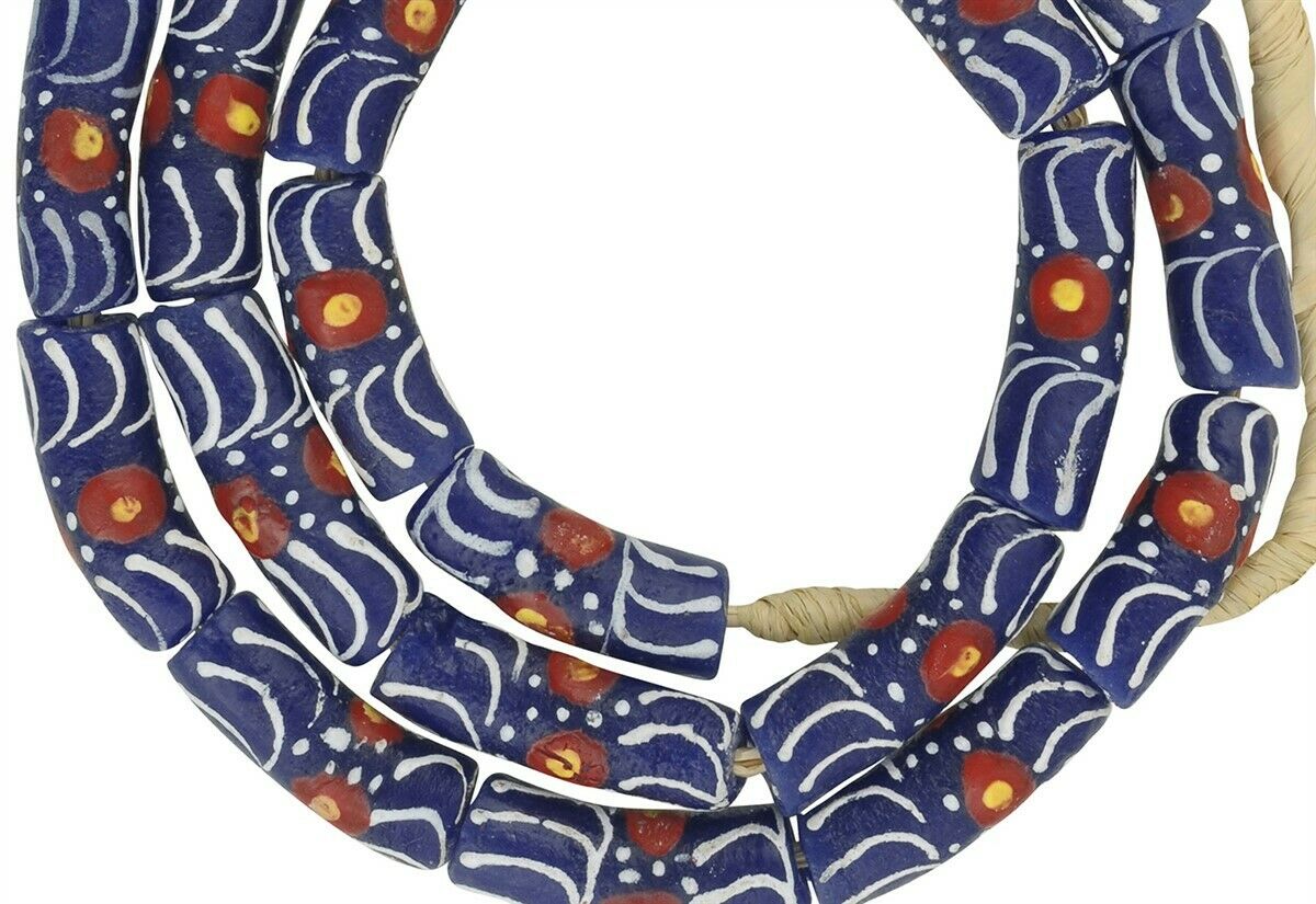 Exquisite 26" Ghana Fancy Krobo Beads - African Trade Glass - close-up