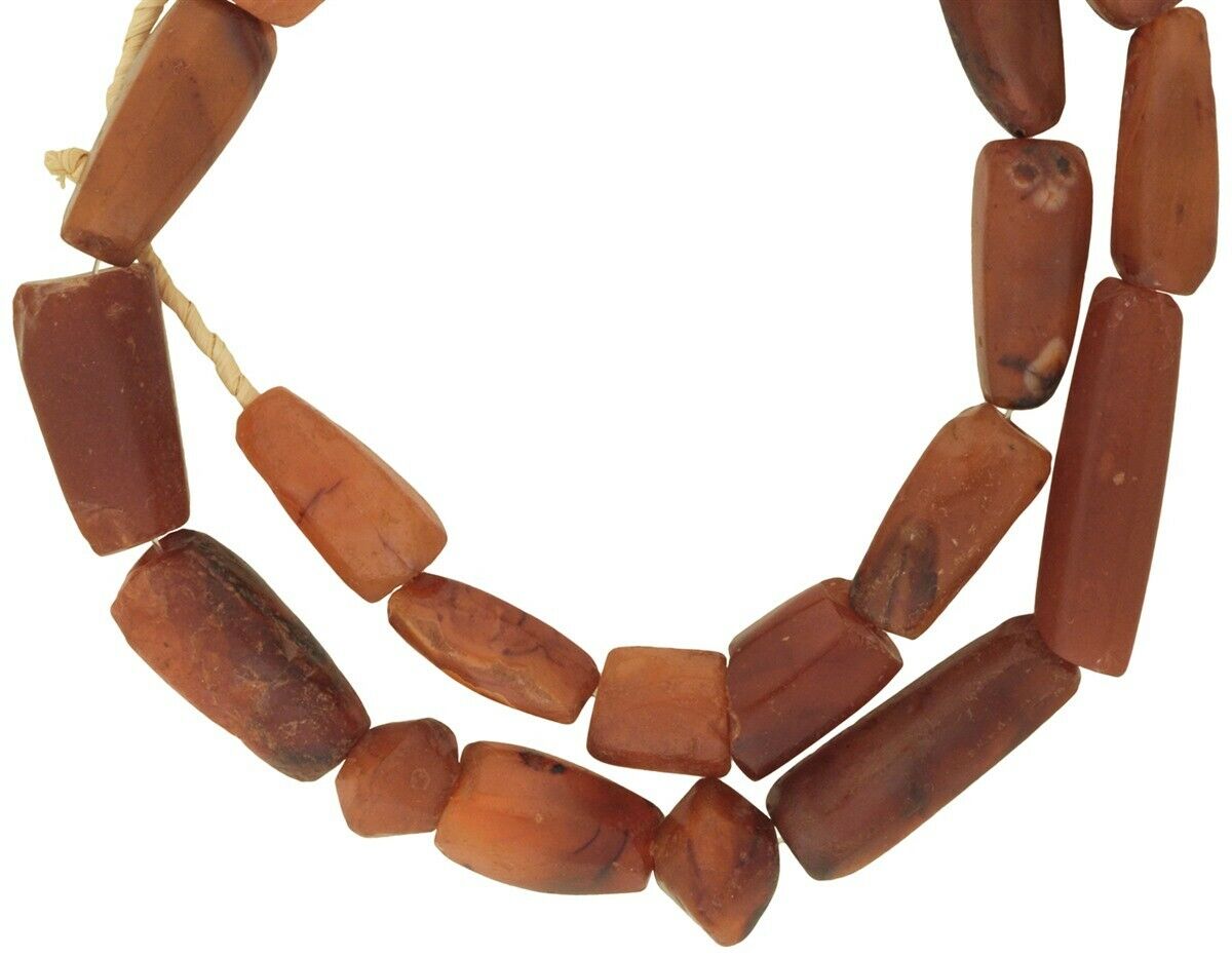 Antique African Trade Beads Agate Stone Carnelian Handmade Cambay India Necklace - alternate view