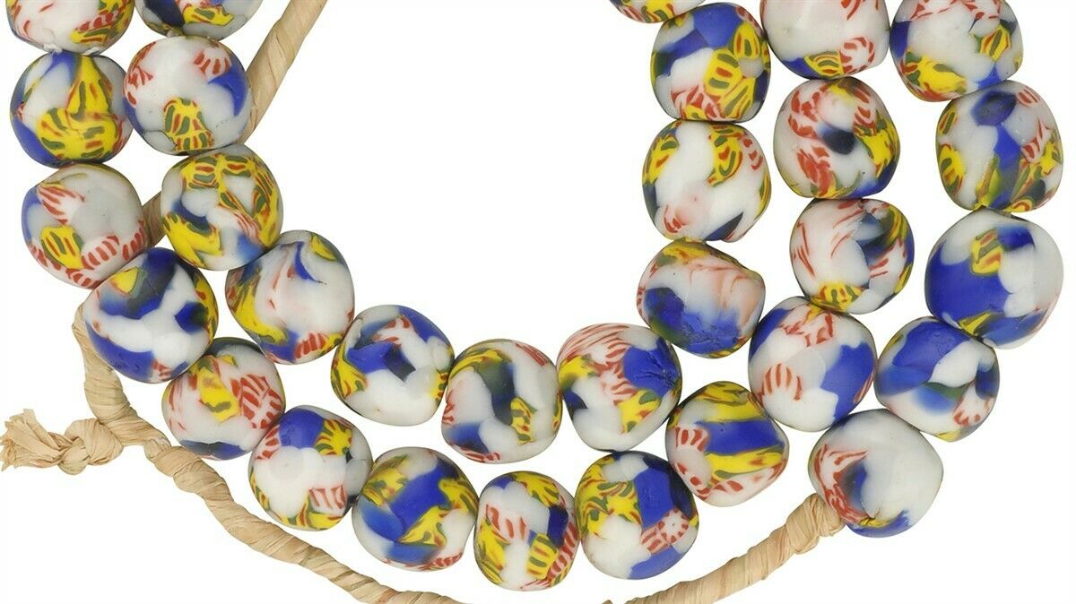 Beautiful African Trade Beads - Fused Ghana Glass Beads, 12-13Mm - close-up