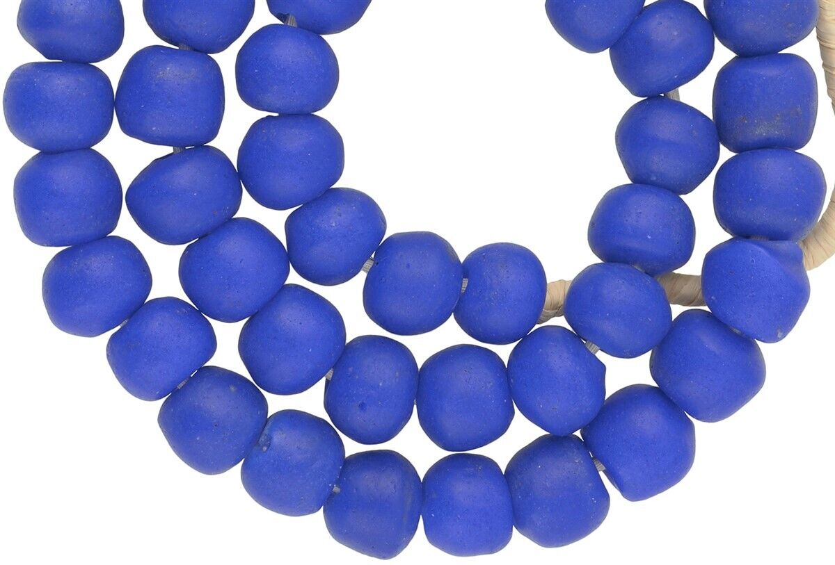 African Trade Beads - 13-14Mm Krobo Recycled Glass Beads Ghana - close-up