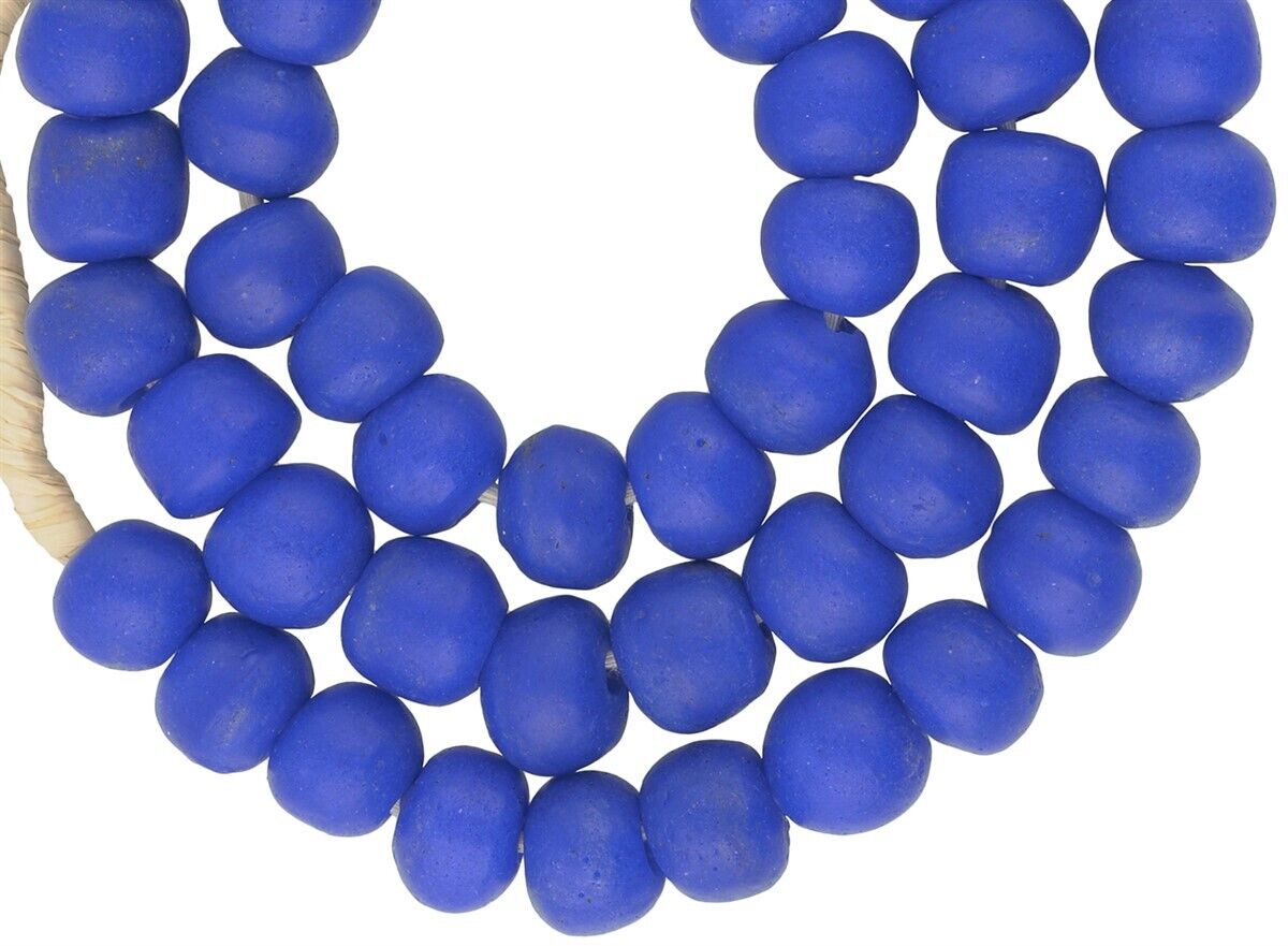 African Trade Beads - 13-14Mm Krobo Recycled Glass Beads Ghana - zoomed-in detail