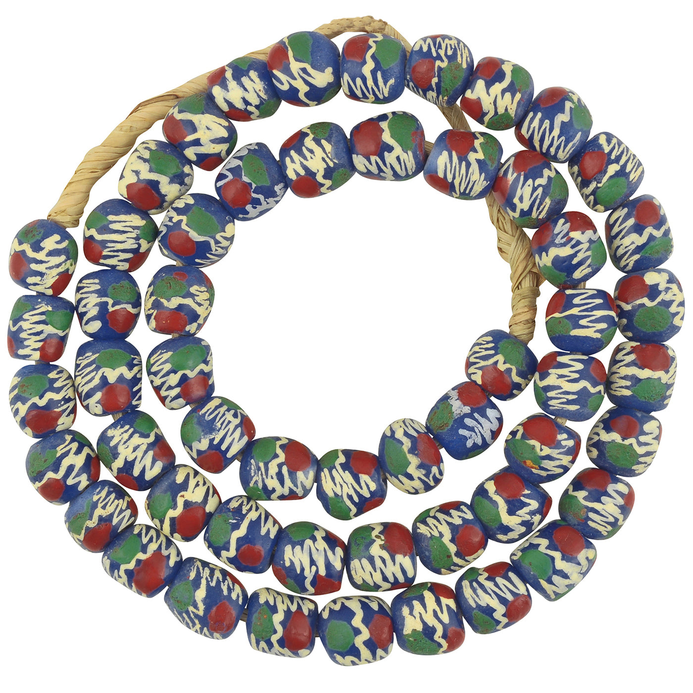 African Trade Beads: 10-11Mm Fancy Powder Glass Beads From Ghana