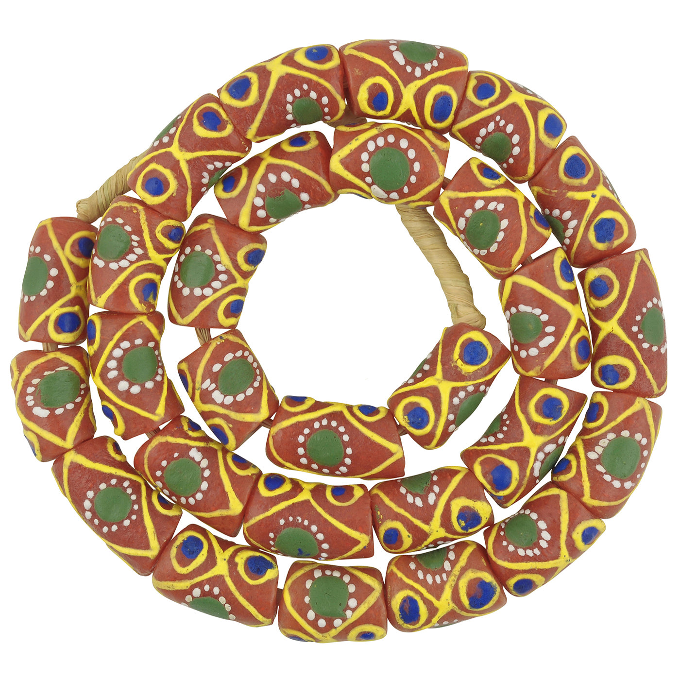 Exquisite 13-14Mm Fancy Krobo Powder Glass Beads From Ghana