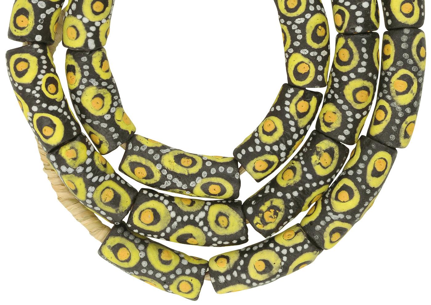 New African Trade Beads - Handmade 10Mm Powder Glass Ghana Beads - close-up
