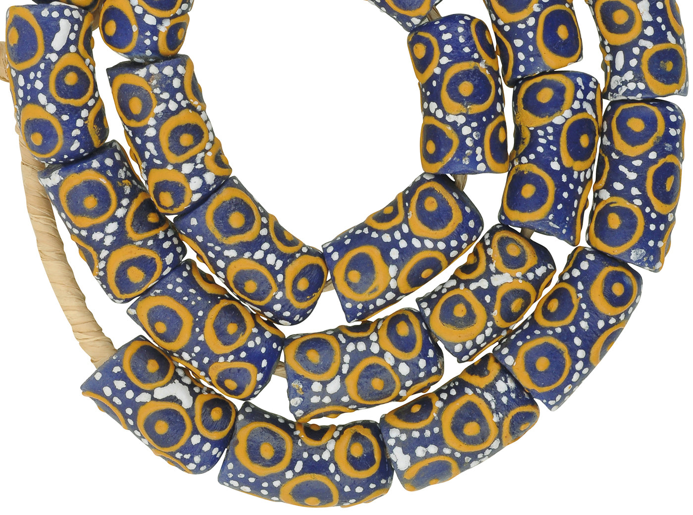 Handmade African Trade Beads - Fancy Powder Glass Beads From Ghana - close-up