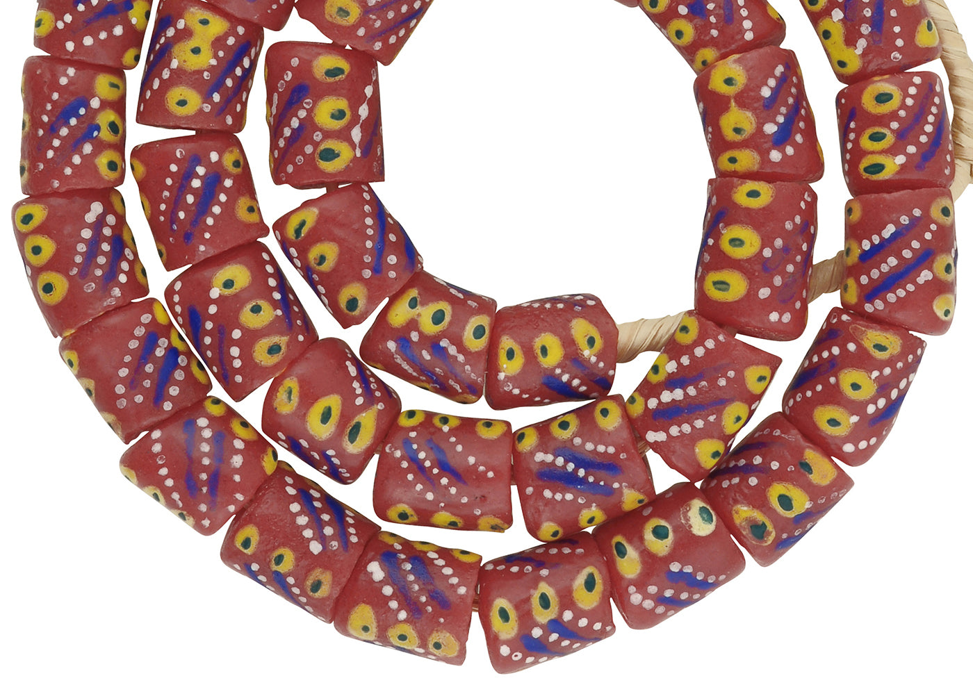 African Trade Beads: 12Mm Fancy Powder Glass Beads From Ghana - close-up