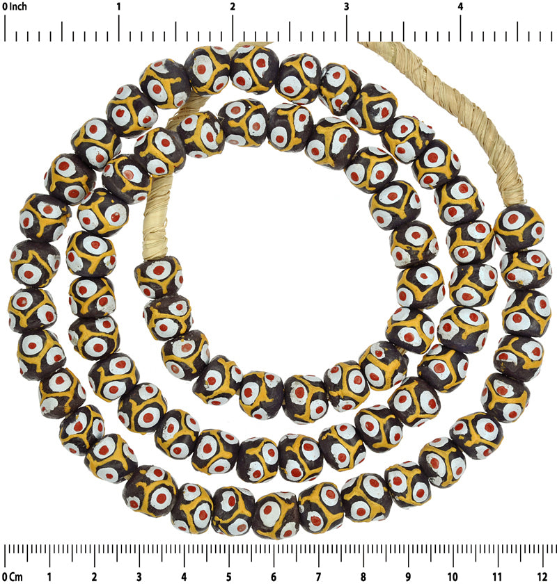 Fancy African Trade Beads - Recycled Glass Krobo Beads 11Mm - close-up