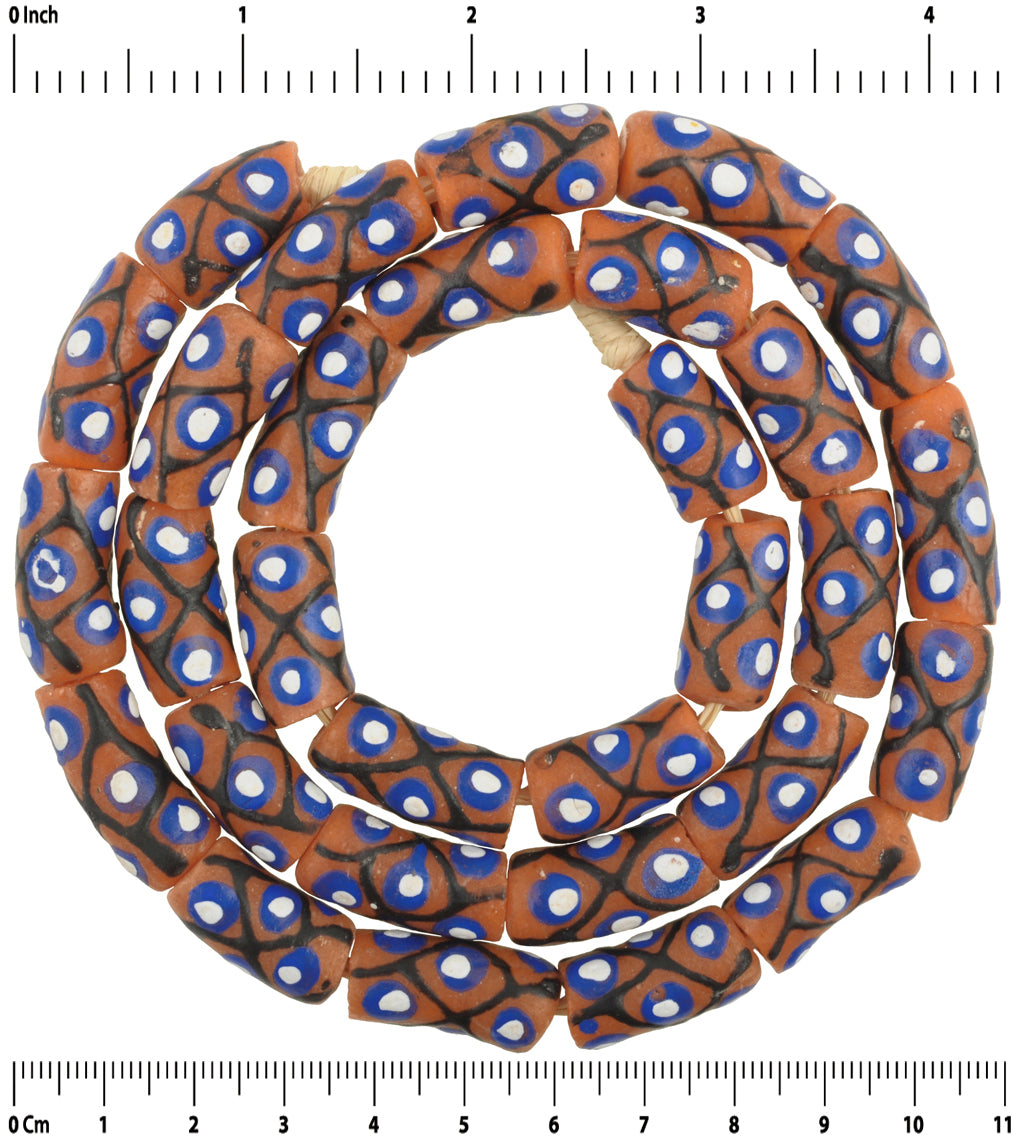 Beautiful 10Mm Fancy African Trade Beads - Ghana Glass Beads - close-up