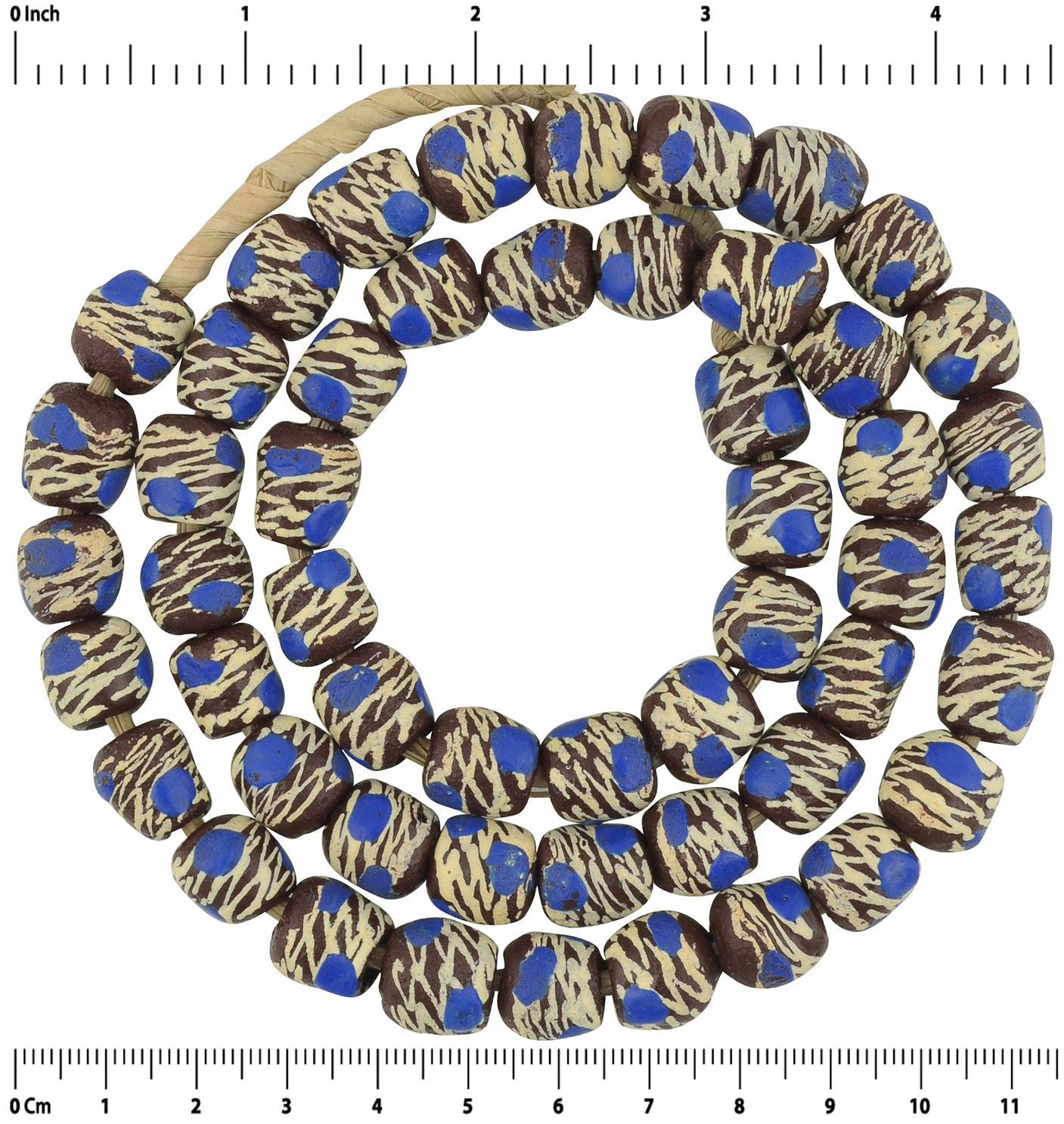 Handmade African Beads Recycled Glass Powder Krobo Necklace Ghana - angled shot